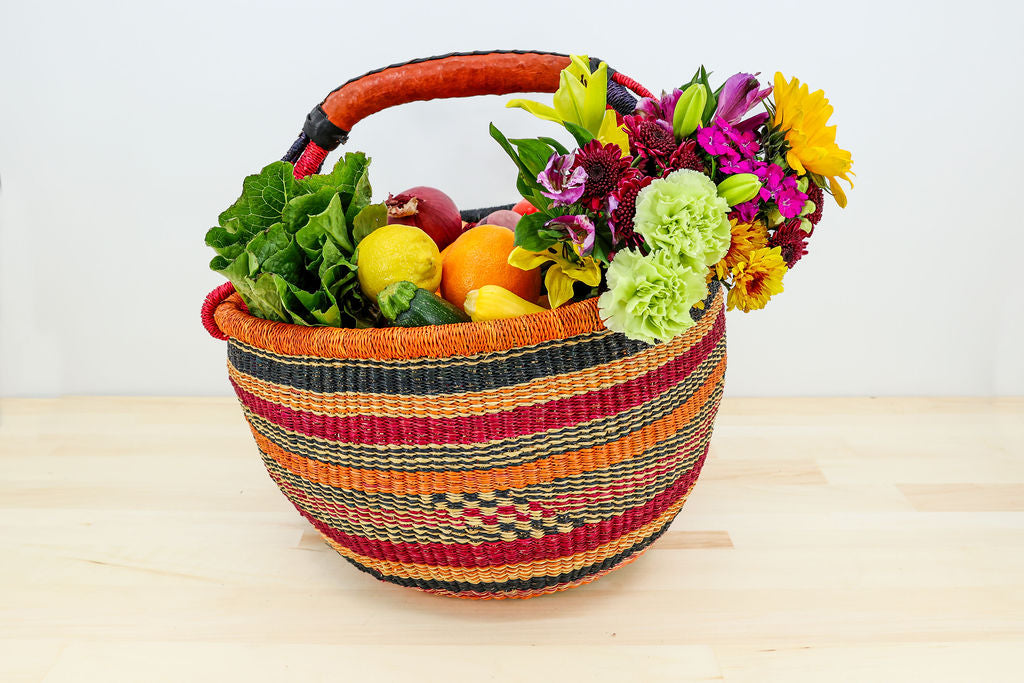 Bestselling handwoven market basket ideal for organization, crafted from natural fibers with sturdy construction and versatile use.