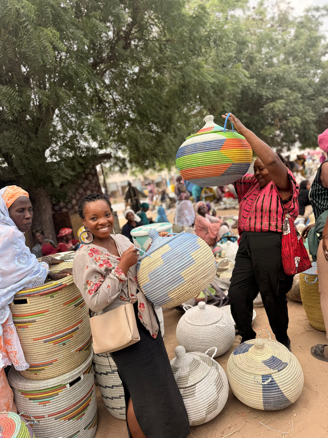 Visiting the artisan market in Senegal.