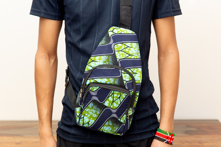 Fair trade African ross body bag, unisex.