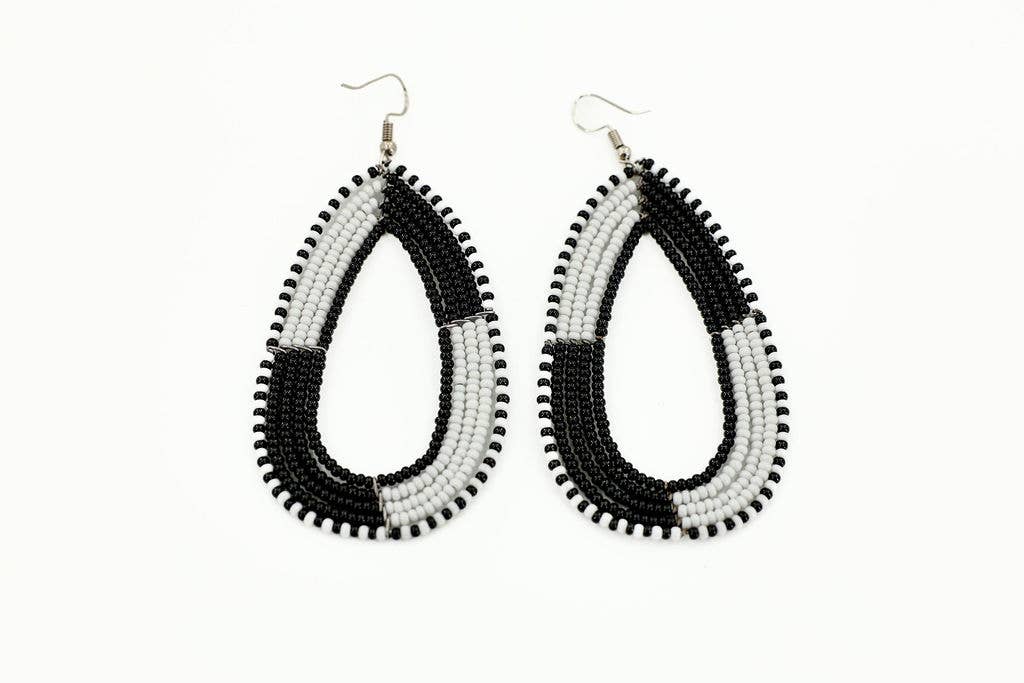 Lightweight African earrings with intricate bead designs from Kenya.