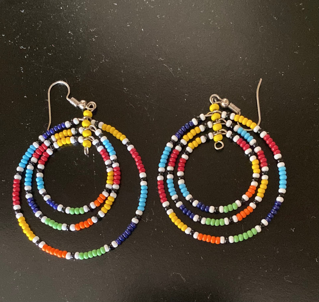 Beaded Hoop Earrings - set of 6