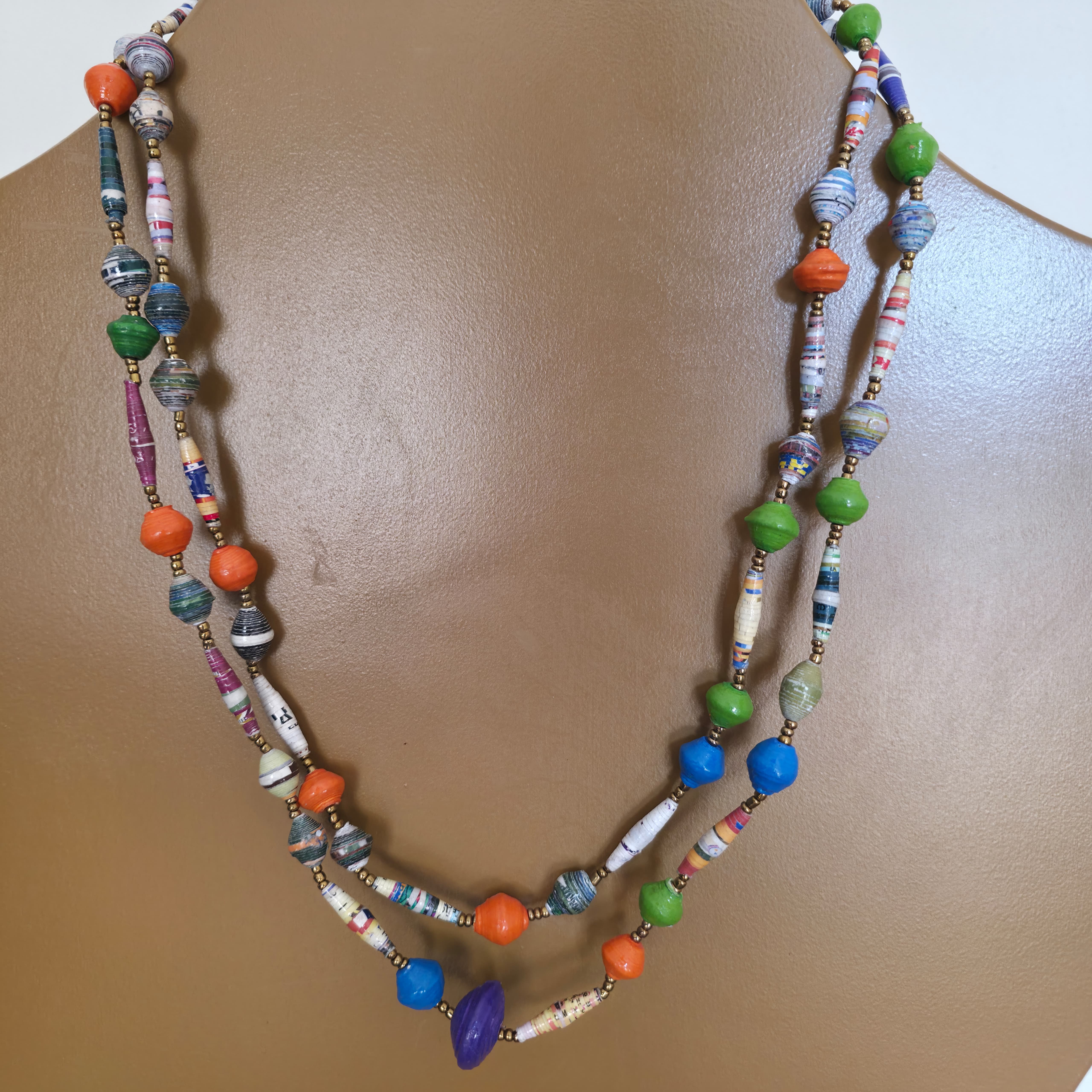 Fair Trade Paper Mache Multi-Color Necklace – Set of 6, Handmade from ...