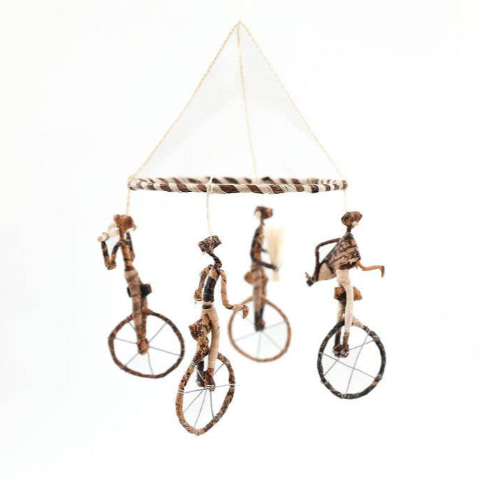 Banana leaf and sisal unicycle mobile from Kenya.