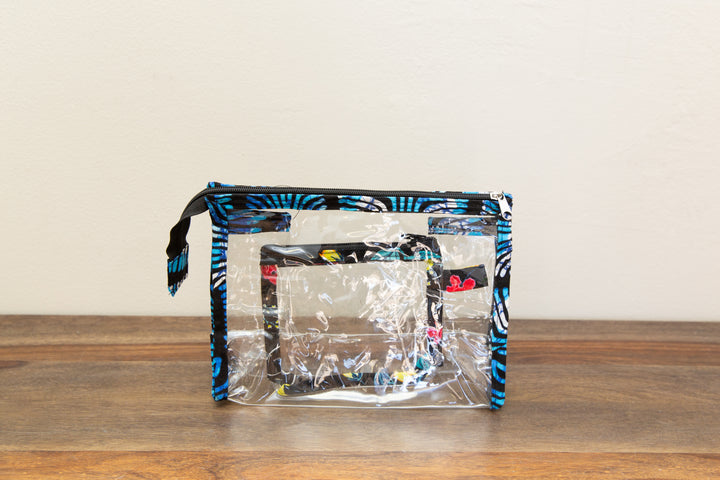 Sustainable makeup pouch made from recycled materials, ideal for everyday organization.