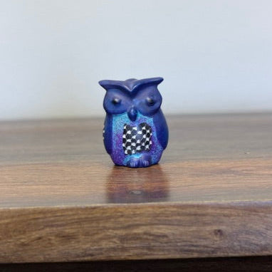 Large soapstone owl figurine carved in Kisii Kenya in an assorted dyed finish