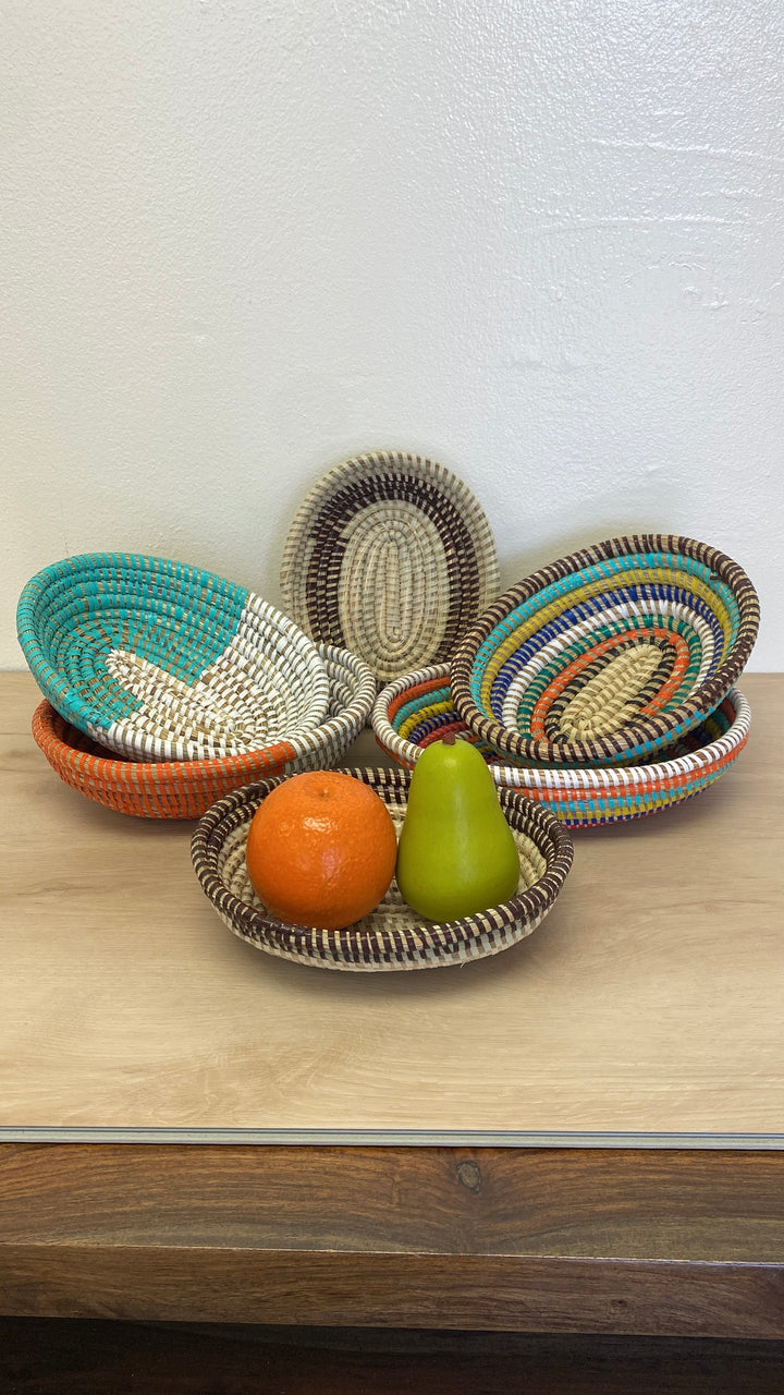 Handwoven African Oval Sweetgrass Bowl