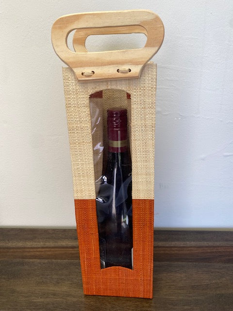 Wine Tote Carrier, raffia