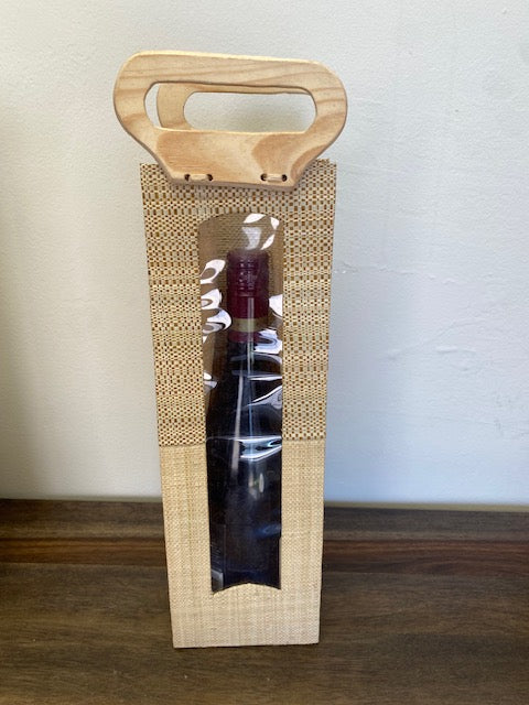 Wine Tote Carrier, raffia