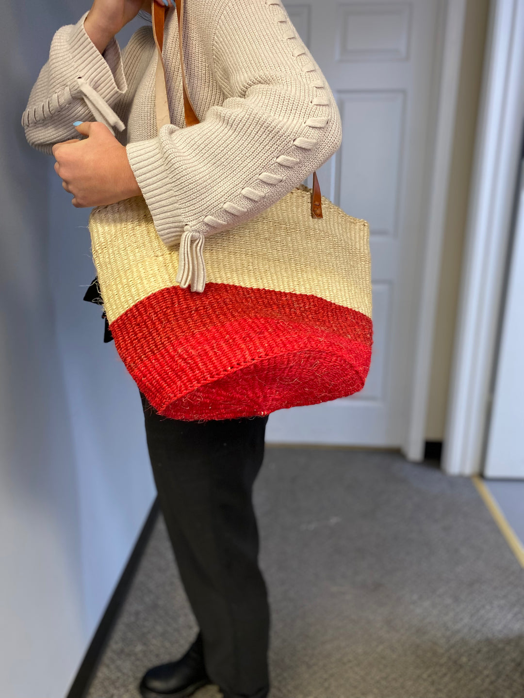 Red Wilma Long Handled Tote Bag