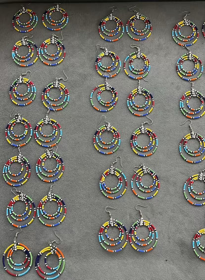 Beaded Hoop Earrings - set of 6