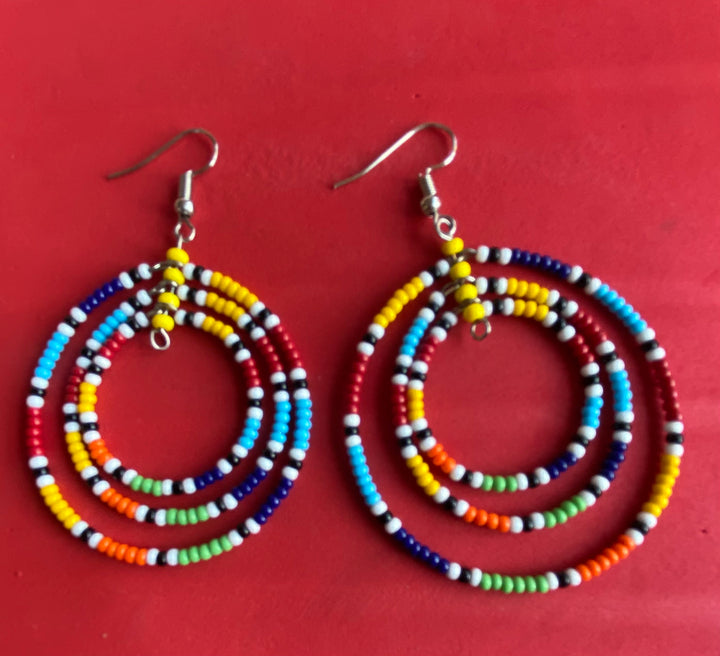 Beaded Hoop Earrings - set of 6