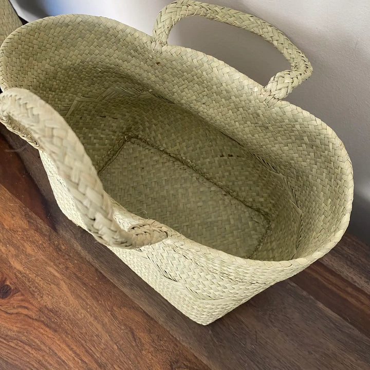 Natural Oval Kikapu Vegan Palm Tote Basket