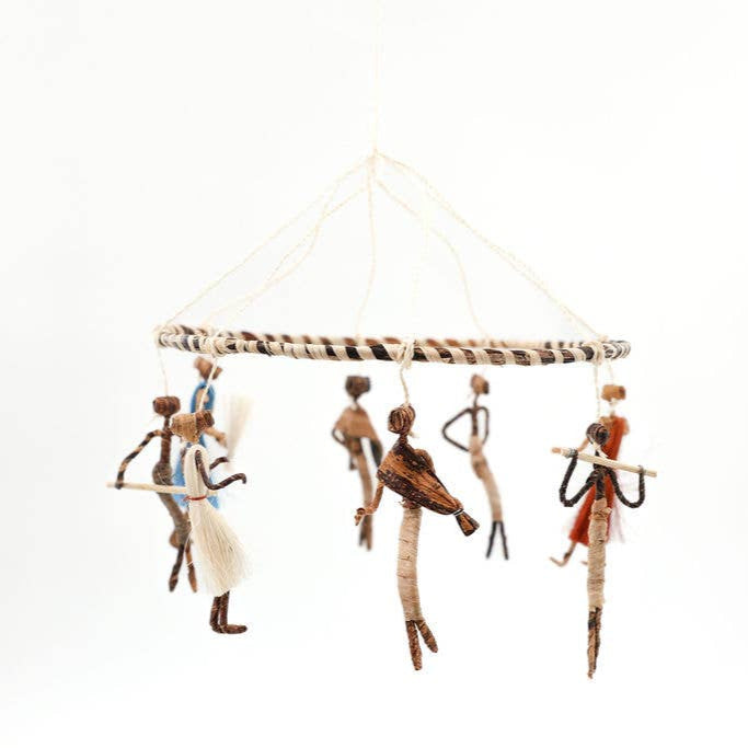 Kenyan mobile art with natural banana fiber and sisal.