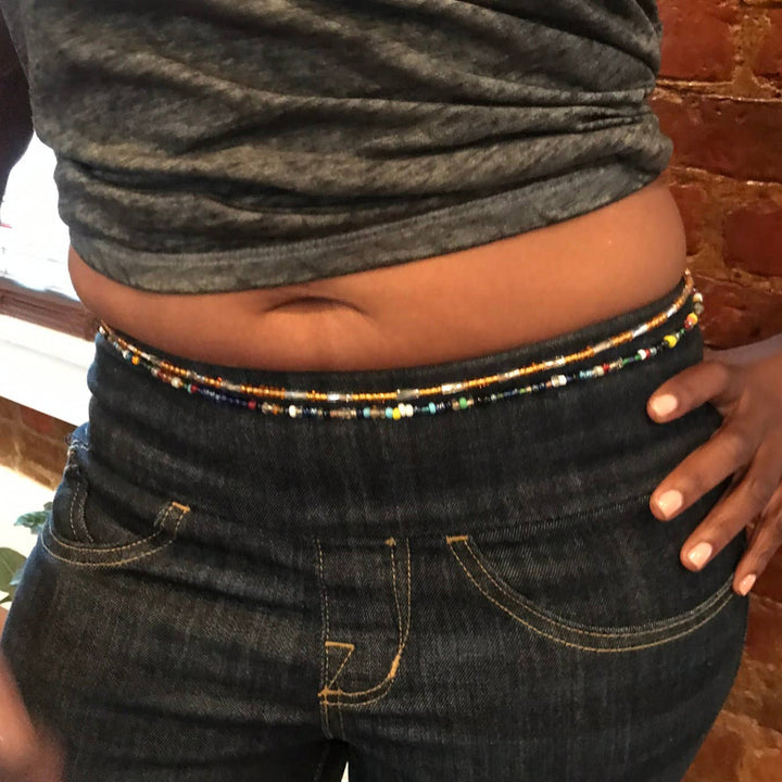 Fair trade glass bead waist jewelry set.