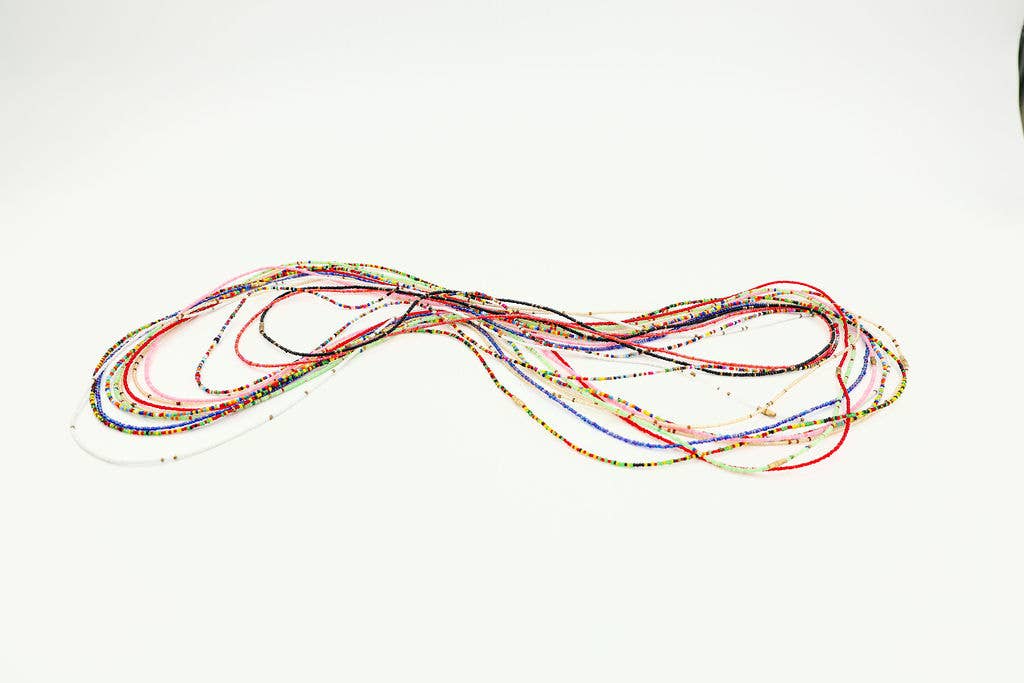 Handmade African waist beads with glass seed beads.