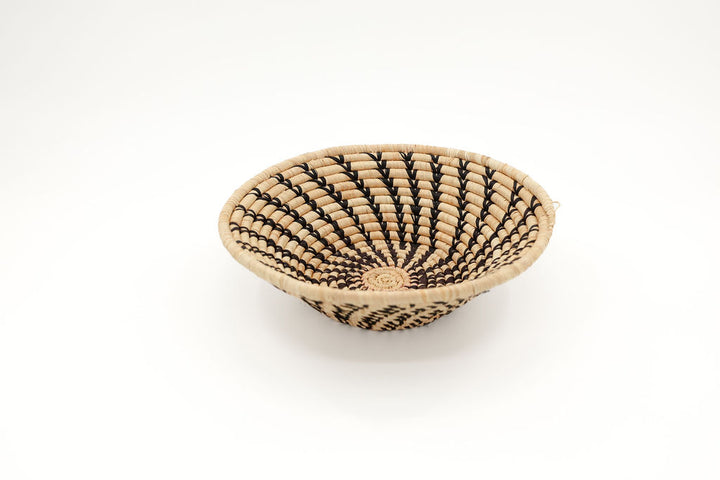Handmade fair trade raffia wall basket in natural color, eco-friendly African decor, perfect for boho home styling and sustainable wall art.
