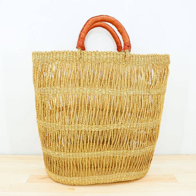 Sustainable lace weave shopping basket with artisan craftsmanship