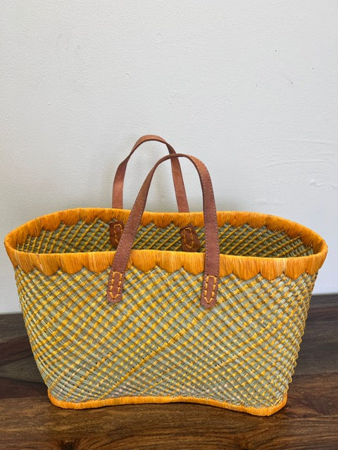 Orange checkered tote perfect for a bright sunny day at the beach.