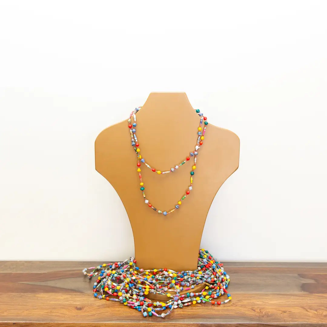 Artisan-crafted necklace featuring eco-friendly up-cycled materials.