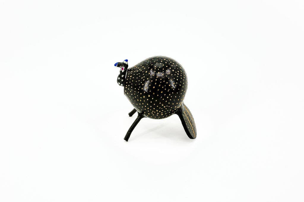 Fair trade peacock bobblehead figurine hand-carved from polished gourd, colorful sustainable artisan decor.