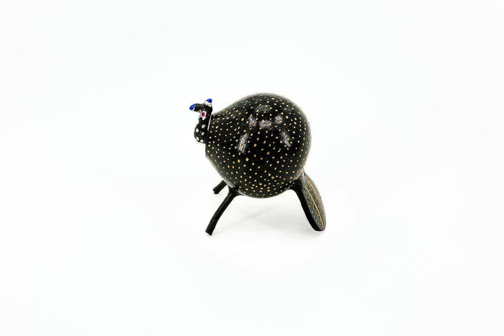 Fair trade peacock bobblehead figurine hand-carved from polished gourd, colorful sustainable artisan decor.