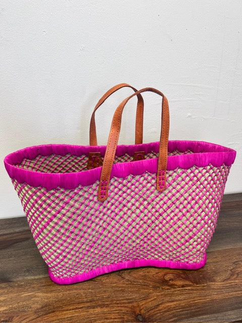Bold Pink tote from Madagascar for a bright sunny day at the beach.