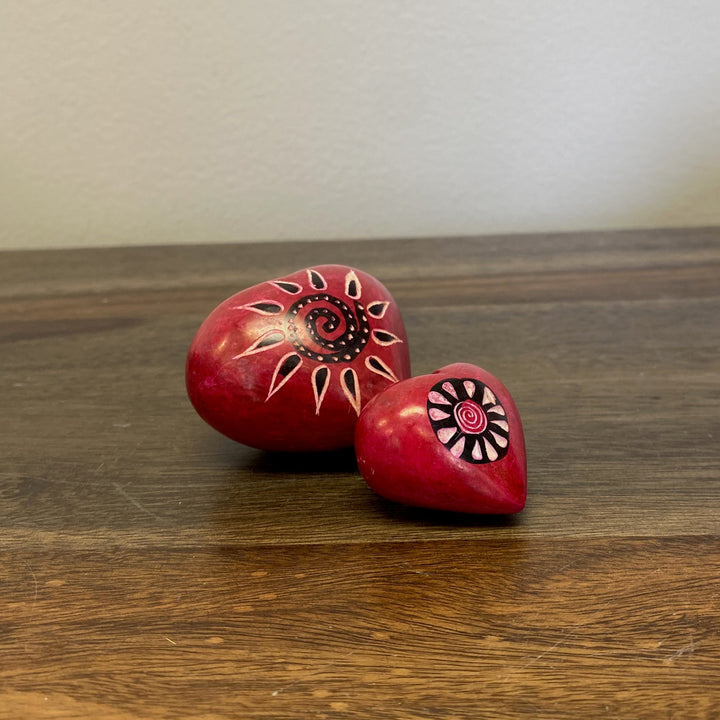 Hand-dyed red soapstone heart decor handmade in Kenya.
