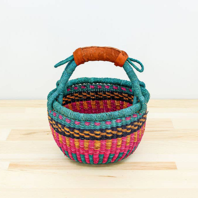 Fair trade, African Market Basket from Bolga Ghana, for picnic, shopping and storage. Easter Egg Hunt basket.