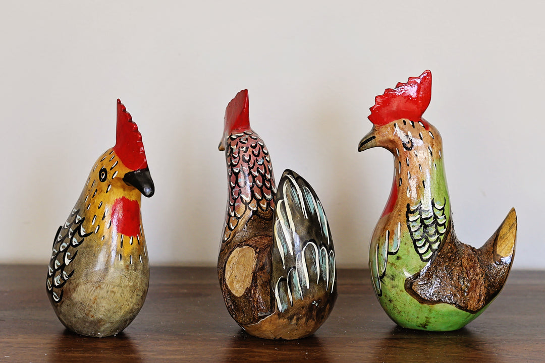Fair Trade Wooden Roosters