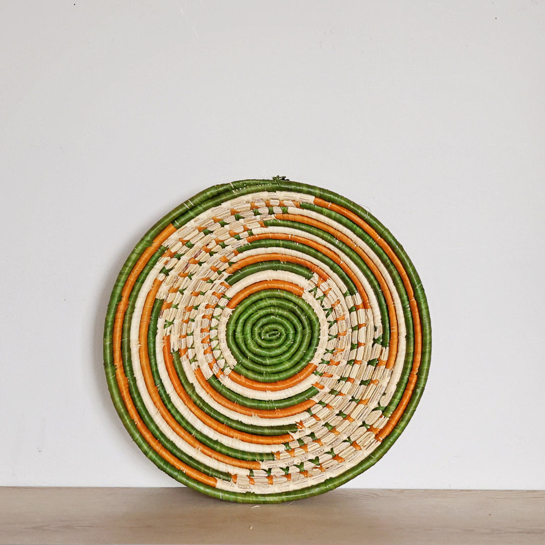 Bukedo and Raffia Bowl - Green and White