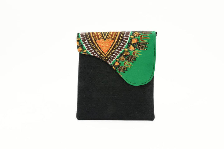 Eco-friendly crossbody bag made with remnant upholstery fabric.