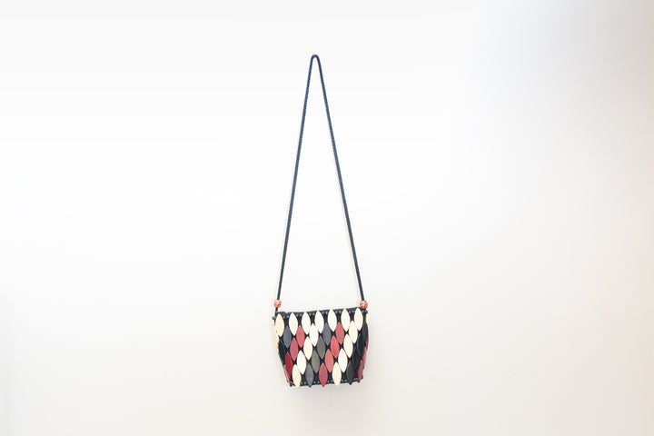 Neutral colored wooden crossbody purse that is perfect for Spring and Summer. 