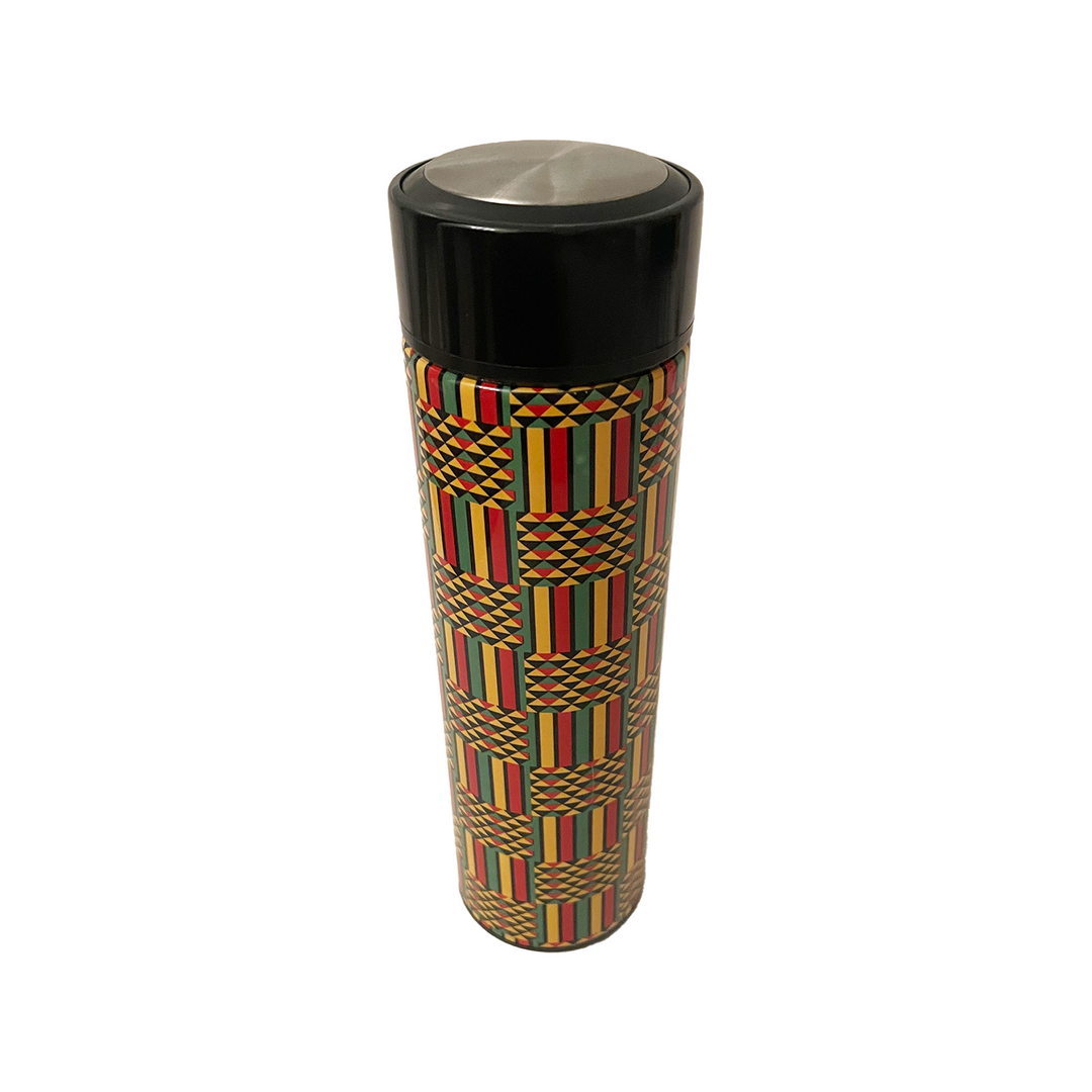 Maasai print insulated stainless steel water bottle with bold African tribal pattern