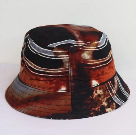 Fair trade African print bucket hat handmade in Kenya from colorful washable fabric.
