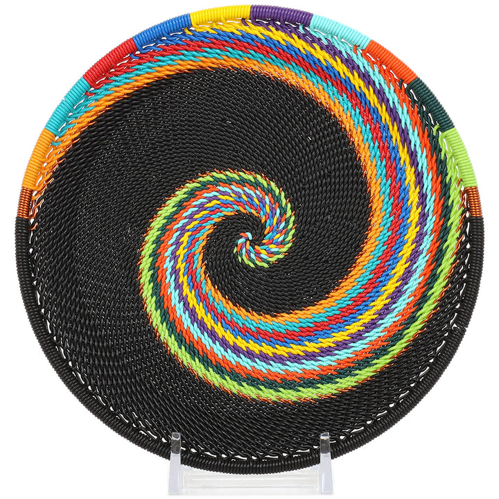 Handwoven Zulu Wire Small Tray in African Rainbow from South Africa in a variety of colorful and neutral artisan patterns.