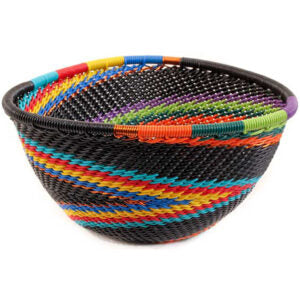 Handwoven African Rainbow Zulu Wire Small Triangle Bowls from South Africa in a variety of colorful and intricate artisan patterns.