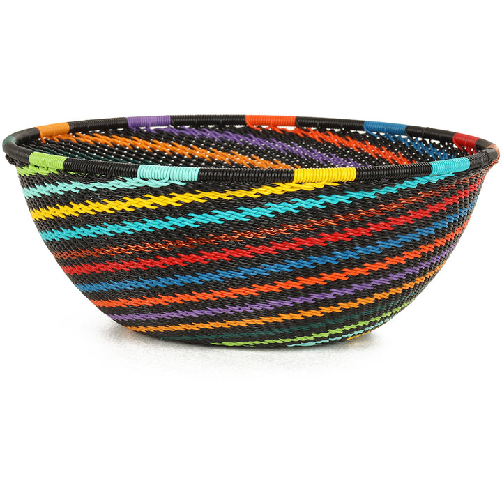 Handwoven African Rainbow Zulu Wire Medium Bowls from South Africa in a variety of colorful and intricate artisan patterns.