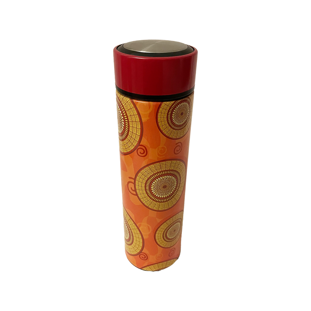 Zulu print insulated stainless steel water bottle inspired by African beadwork