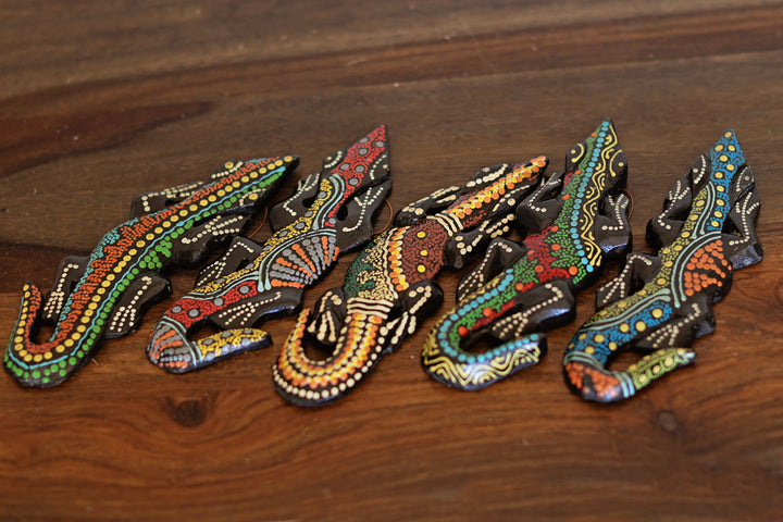 Fair trade painted gecko handmade for unique home decor and wall art