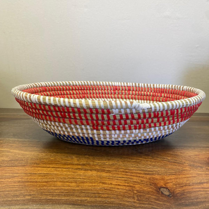 Oval sweetgrass fruit bowl African basket for kitchen and table
