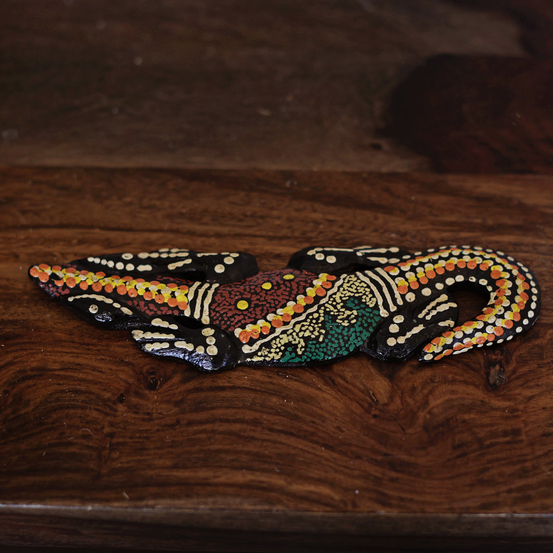 Colorful gecko wall art handcrafted with hand painted details