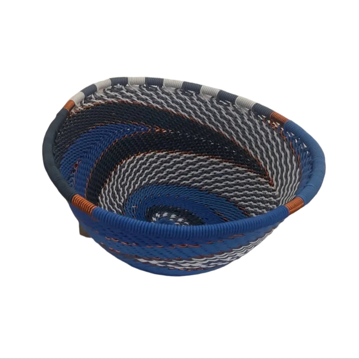 Handwoven Beach Zulu Wire Small Triangle Bowls from South Africa in a variety of colorful and intricate artisan patterns.