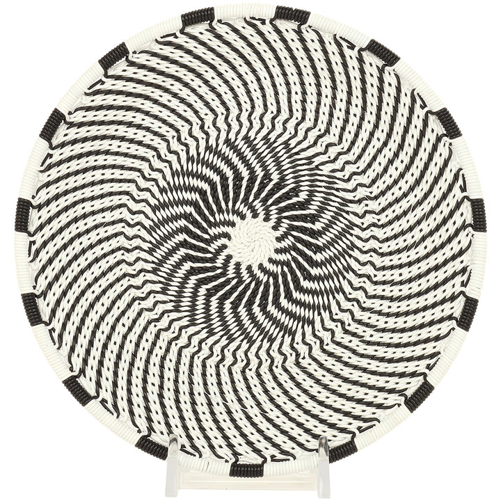 Handwoven Zulu Wire Small Tray in Black and White from South Africa in a variety of colorful and neutral artisan patterns.
