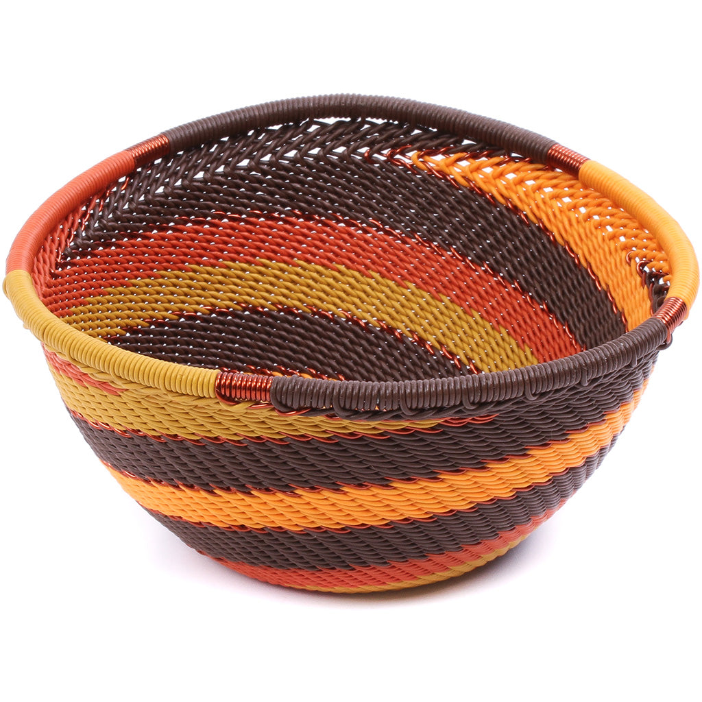 Handwoven Clay Zulu Wire Small Triangle Bowls from South Africa in a variety of colorful and intricate artisan patterns.