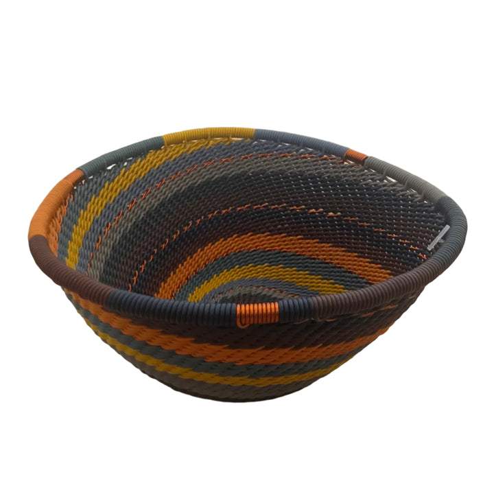 Handwoven Cove Zulu Wire Small Triangle Bowls from South Africa in a variety of colorful and intricate artisan patterns.