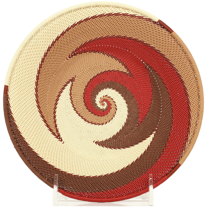 Handwoven Desert Zulu Wire Small Shallow Baskets from South Africa in a colorful and intricate artisan pattern.