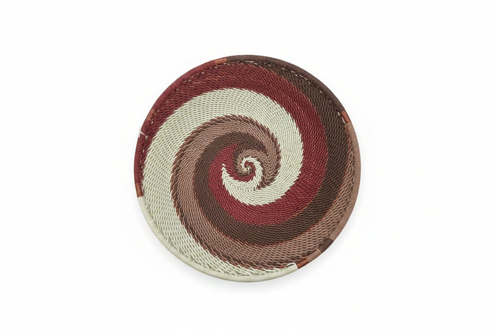 Handwoven Zulu Wire Small Tray in Desert from South Africa in a variety of colorful and neutral artisan patterns.