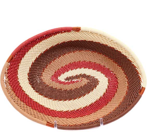 Handwoven Zulu Wire Soap Dish in Desert color way from South Africa in a variety of colorful and neutral artisan patterns.