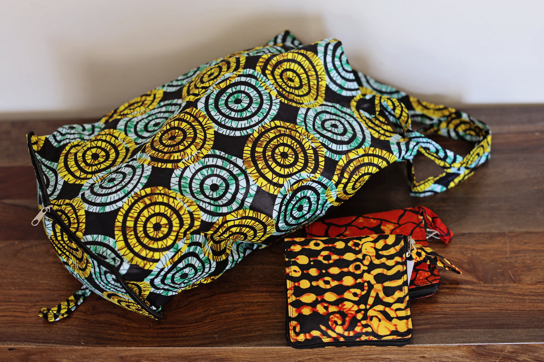 Detail shot of our batik printed reusable bag.