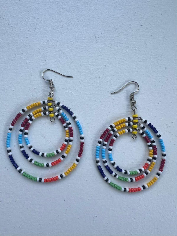 Beaded Hoop Earrings - set of 6